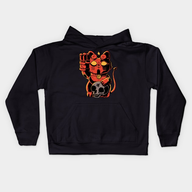 Lucky Hell Cat Kids Hoodie by ppmid